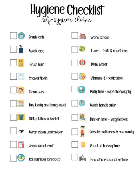 Checklist for Personal Hygiene Chores Hygiene Worksheet Daily Checklist - Etsy Canada in 2024 | Personal hygiene worksheets, School supplies for teachers, Checklist How To Maintain Hygiene, Back To School Self Care, How To Use Skincare, Hygiene Kit List, Daily Hygiene Checklist, Hygiene Essentials List, Self Care Checklist Hygiene, Personal Hygiene Checklist, Hygiene List