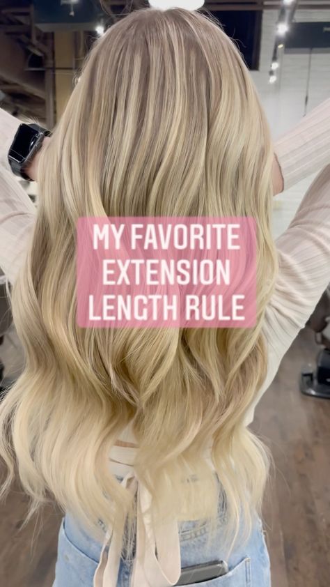 kaylathompsonstylist on Instagram: The #1 rule to determine if the desired length will be too much length…. Take your client’s natural length in inches and multiply it by 2.… 16inch Hair Extensions, Hair Extensions Length Chart, Hair Extension Length Chart, Hair Styles For Hair Extensions, Hair Extensions Placement Guide, 22 Inch Hair Extensions Before And After, Extension Length Chart, 20 Inch Hair Extensions Before And After, Weft Placement