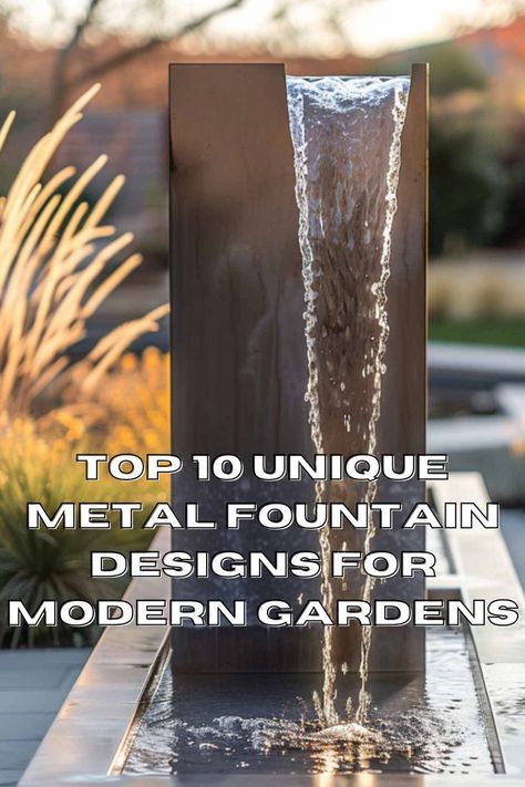 Unique metal garden fountain with modern geometric design, showcasing top metal fountain designs for modern gardens Contemporary Outdoor Fountains, Modern Outdoor Fountains, Modern Gardens, Modern Fountain, Water Feature Wall, Outdoor Fountains, Home Gardens, Fountain Design, Geometric Sculpture