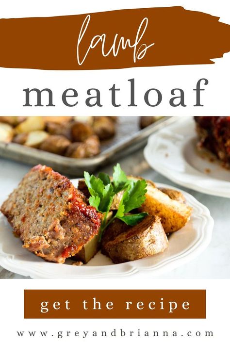 slice of homemade lamb meatloaf Lamb And Beef Meatloaf, Ground Beef And Lamb Meatloaf, Minced Lamb Recipes Healthy, Paleo Ground Lamb Recipes, Ground Lamb Meatloaf Recipes, Ground Lamb Dinner Recipes, Ground Lamb Dishes, Lamb Meatloaf Recipes, How To Cook Ground Lamb