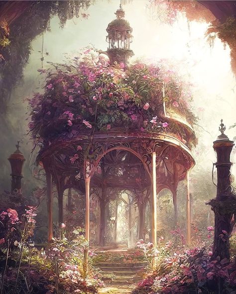 Victorian Gazebo, Flower Setting, Fantasy Garden, Victorian Paintings, Victorian Garden, Fantasy Background, Royal Garden, Fantasy Forest, Wallpapers Images