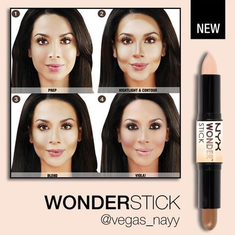 High Cheekbones Makeup, Cheekbones Makeup, Long Chin, Nyx Wonder Stick, Big Cheeks, Amazing Wedding Makeup, Concealer Pen, Wide Nose, Makeup Tip