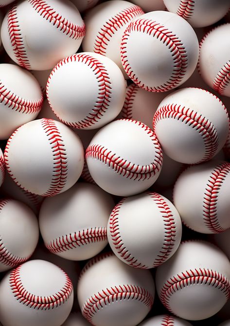 This poster features a bunch of many baseballs in a dynamic and action-packed style. The photos are high-contrast and true to detail, with particular emphasis on realistic details and clear shapes. The colors are mainly light red and white, which gives the poster a vibrant and attractive look. Perfect for all baseball Baseball Social Media, Baseball Background, Canva Backgrounds, Baseball Backgrounds, Baseball Balls, Reds Baseball, Personalized Posters, Sports Memes, Sports Lover