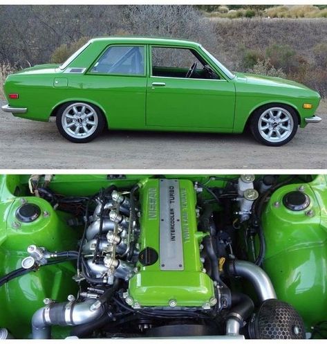 Restomod Cars, Datsun 1600, Datsun Roadster, Datsun Bluebird, Green Cars, Datsun Car, Datsun 510, Rc Drift, Nissan Cars