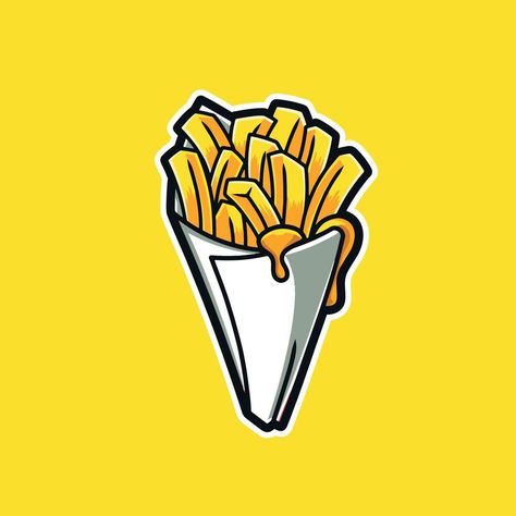 Fries Logo Ideas, French Fries Vector, Fries Logo Design, French Fries Logo, Fries Logo, Snack House, Poutine Fries, Eco Logo Design, Menu Board Design