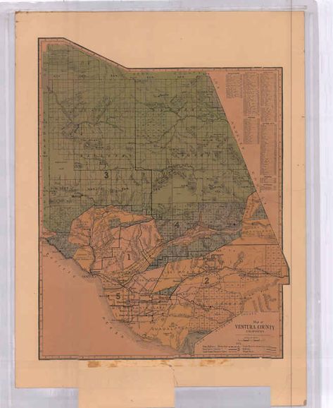 Ventura County California Showing Land Grants Township & Range Lines Railroads map Ventura County California, Railroad Images, County Map, Ventura County, Vintage World Maps, California, Map