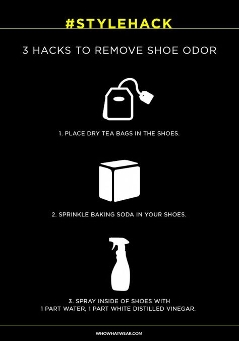 #StyleHack: 3 Smart Ways to Deodorize Smelly Shoes via @WhoWhatWear Shoe Odor Remover, Stinky Shoes, 1000 Lifehacks, Smelly Shoes, Shoe Sketches, Shoes Hack, Natural Cleaners, Latest Shoe Trends, Household Products