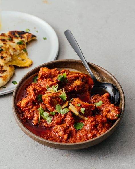 Dishoom's famous signature chicken ruby curry recipe: super simple to make and utterly addictive. No regrets, just great curry. Ruby Chicken, Chicken Curry Recipe, Lamb Curry, Chicken Tikka Masala, Curry Chicken Recipes, Signature Dishes, Curry Recipe, Chicken Curry, Just Cooking