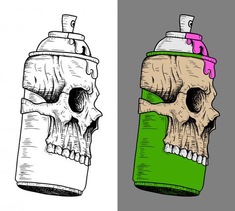 Spray Can Art Drawing, Easy Skull Drawings, Graffiti Spray Can, Spray Can Art, Graff Art, Spray Paint Cans, Skull Mask, Skulls Drawing, Graffiti Font