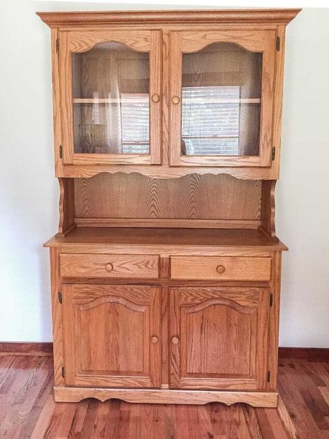 Farmhouse China Cabinet, China Hutch Makeover, Oak China Cabinet, China Cabinet Makeover, Vintage Hutch, Painted Hutch, Painted China Cabinets, Antique Hutch, Dining Hutch