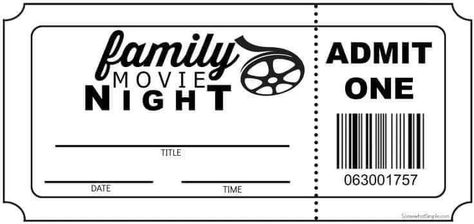 Movie Night Tickets Free Printable, Printable Movie Tickets, Family Movie Night Printables, Movie Night Printables, Movie Ticket Template, Movie Night Tickets, Movie Night Basket, Diy Movie Night, Movie Night Invitations