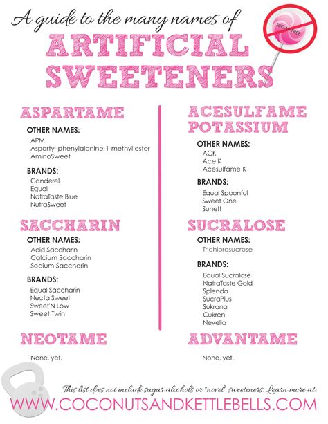 The Many Names of Artificial Sweeteners (Printable Guide!) - Includes info about a NEW artificial sweetener, Advantame, which is 20,000 sweeter than sugar. Coconuts & Kettlebells: http://coconutsandkettlebells.com/artificial-sweeteners-fat/ Healthy Holistic Living, Challenge Group, Fat Loss Drinks, Artificial Sweeteners, Sugar Detox, Fat Loss Diet, Artificial Sweetener, Foods To Avoid, Arbonne