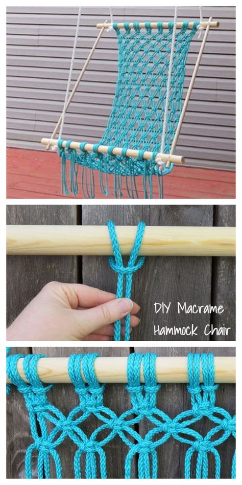 DIY Macrame Hammock Chair Tutorial - Video Macrame Hanging Chair Tutorial, Diy Macrame Hammock, Macrame Hammock Pattern, Diy Hammock Chair, Diy Hanging Chair, Crochet Hammock, Macrame Hammock Chair, Macrame Hanging Chair, Macrame Chairs