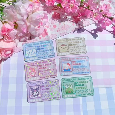 Cute Business Card Design Ideas, Cute Trading Cards, Kawaii Business Cards, Cute Id Card Template, Nengajo Cards, Cute Debit Card, Kpop Card Design, Wallet Card Ideas, Id Card Cute