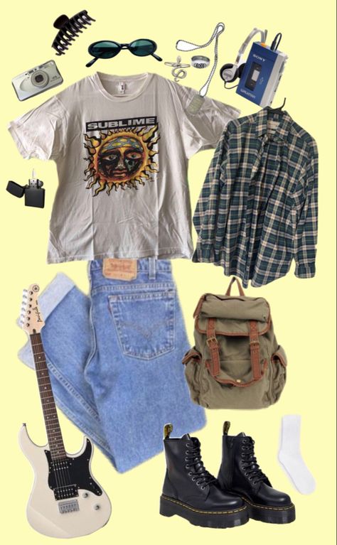 Old Grunge Outfits, 90s Grunge Aesthetic Outfits Women, Actual Grunge Outfits 90s, Summer Outfits Grunge Indie, Summer Clothes Grunge, Yellow Grunge Outfit, 90s Grunge Outfits Women, Fall Grunge Outfits 90s, 90s Grunge Style Outfits