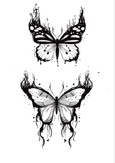 Fire Butterfly Tattoo, Butterfly On Fire Tattoo, Gothic Butterfly Tattoo, Tattoo Papillon, Unique Butterfly Tattoos, Dragon Tattoo Art, Crow Tattoo, Small Pretty Tattoos, Fire Tattoo