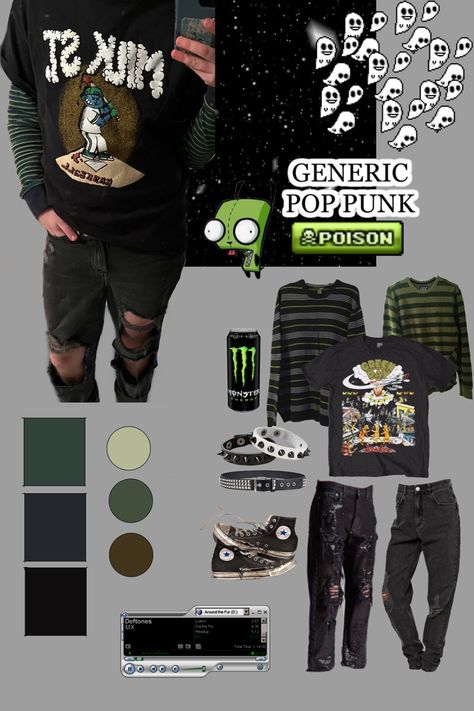 Simple Punk Outfits, Meh Wallpaper, Pop Punk Style, Pop Punk Outfits, Pop Concert Outfit, Pop Punk Aesthetic, Punk Lifestyle, Emo Clothes, Pop Punk Fashion