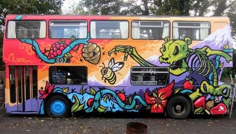 This slice of awesome was brought to you by Dan Leo... Bus Graffiti, Street Art Love, Bus Art, Taco Truck, Art Exhibits, Mobile Boutique, Amazing Street Art, Graffiti Murals, Image Archive