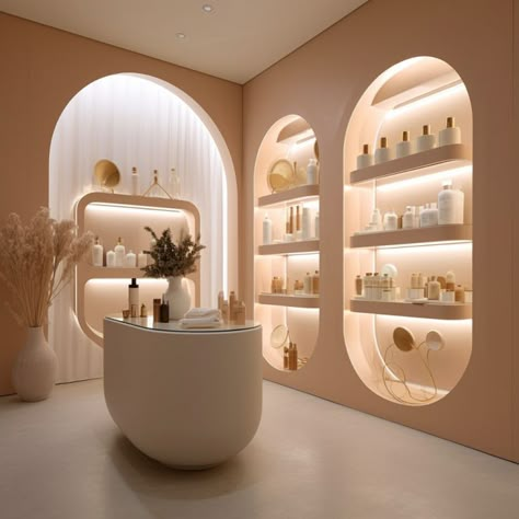 #decor #beauty #beautystudio #M2retail Beauty Salon Decoration, Display Retail, Salon Suites Decor, Retail Space Design, Retail Store Display, Retail Interior Design, Clinic Interior Design, Pharmacy Design, Spa Interior