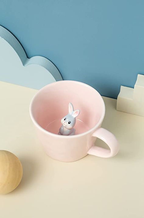 DIHOclub Rabbit, Squirrel, Panda Ceramic Cup Hidden 3D Animal Inside Mug, Cute Cartoon Bunny Handmade Figurine Mugs Kawaii Fairycore Cottagecore Cutesy decor For Gift Mug With Animal Inside, Rabbit Ceramic, Intro To Art, Diy Plaster, Clay Cup, Animal Mugs, Clay Mugs, Easter Gifts, Ceramic Clay