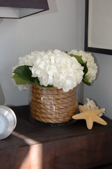 hydrangeas nautical centerpiece - two things I love the most - a nautical theme and hydrangeas! Nautical Diy Crafts, Nautical Centerpieces, Anchored In Christ, Nautical Centerpiece, Nautical Diy, Nautical Party, Shower Centerpieces, Nautical Baby Shower, Nautical Wedding