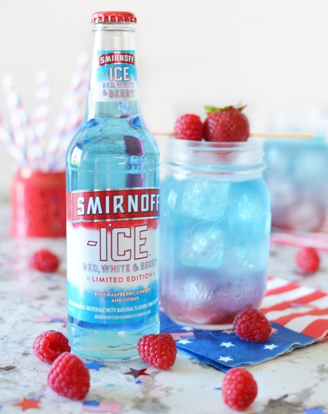 Smirnoff™ Ice Red, White & Berry Lemonade Red White Blue Drink, Smirnoff Drinks, Smirnoff Red, Holiday Deserts, Festive Cocktail Recipes, Patriotic Drinks, Patriotic Cocktails, Berry Lemonade, Italian Cream Soda