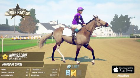 #Meet HONORS CODE from #RivalStars Horse Racing, bred for excellence. Download the game and join me in the race! http://ppok.me/horseracing Honor Code, Horse Race, The Race, Horse Racing, Join Me, The Game, Horses, Coding, Baseball Cards