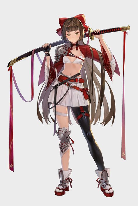 Samurai Girl, Female Samurai, Concept Art Character, Anime Warrior, Game Character Design, 판타지 아트, 영감을 주는 캐릭터, Female Character Design, Character Design References