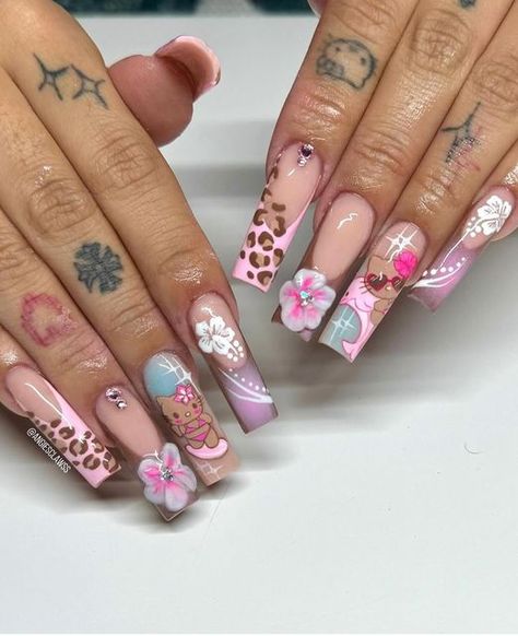 Nail inspo page 💜 on Instagram: "💕✨ By;  @angiesclawss  -  ( Follow @jawnnails if viewing )" Skirt Outfits Spring, Autumn Sweater, Summery Nails, Cute Acrylic Nail Designs, 2 Piece Sets, Pretty Gel Nails, Really Cute Nails, Unique Acrylic Nails, Bling Acrylic Nails