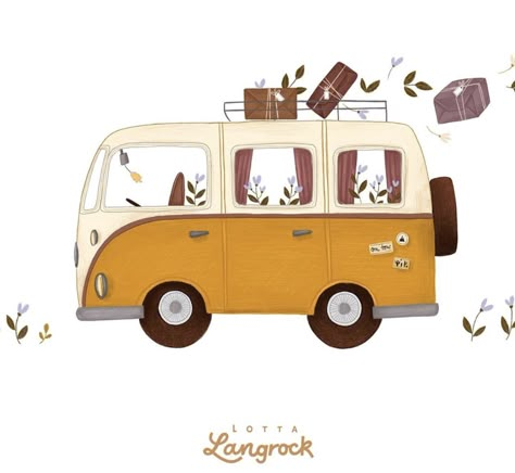 Adventure Illustration, 영감을 주는 캐릭터, Boho Art, Vw Bus, Cute Illustration, Book Illustration, Cute Cartoon Wallpapers, Print Stickers, Watercolor Illustration