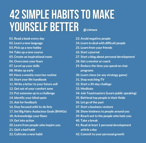 42 Simple Habits to Make Yourself Better: Nobody is going to read a book every day but I can't say no to #8, 9, 10, 14, 18, 20, 21, 22, 24, 25, 26, 32, 33, 38, 39, 40, 42 and ESPECIALLY 23! Life Challenge, Dealing With Difficult People, Good Advice, Self Development, Better Life, Happy Life, Self Improvement, Self Help, Life Lessons