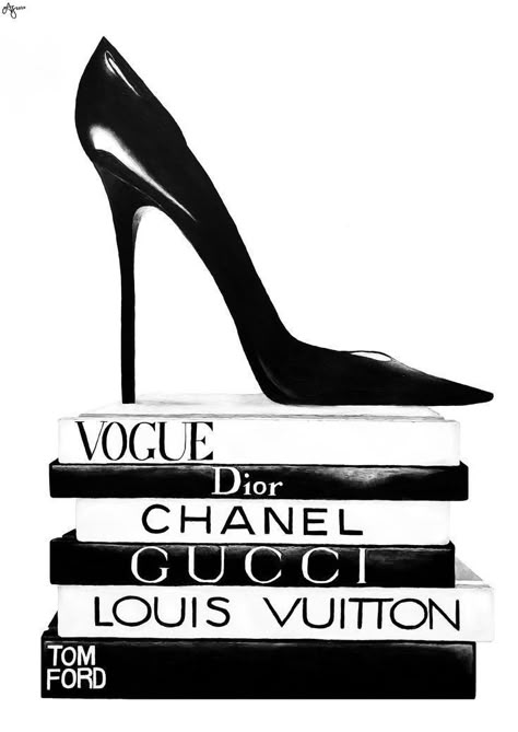 Ysl Poster Design, Vogue Paintings, Black And White Posters Printable, Posters Vogue, Vogue Painting, Prada Poster, Foto Muro Collage, Chanel Art Print, Walking On Eggshells