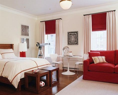 20 Red Bedroom Ideas That Look Pretty Classy Red Theme Bedroom, Red Themed Bedroom, Beach Themed Room Decor, Bedroom Ideas For Small Rooms, Teen Girl Room Decor, Bedroom Remodel, Ideas Hogar, Bedroom Red