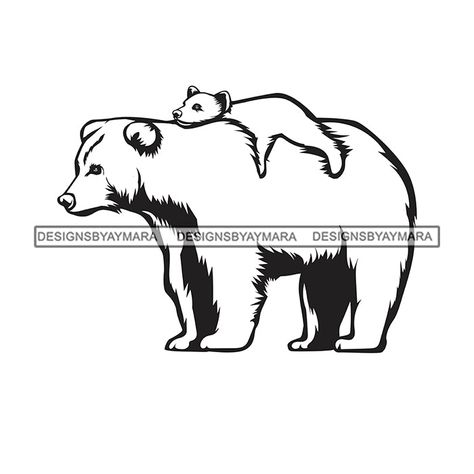 Baby Bear Tattoo, Cubs Tattoo, Mamma Bear, Sibling Tattoos, Bear Tattoo, Bear Cub, Baby Svg, Mom Baby, Black B