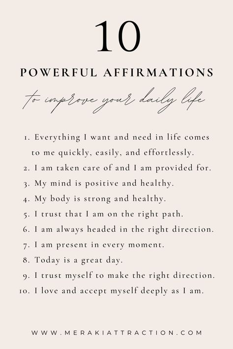 10 Affirmations Positives, Manifestations And Affirmations, Manifesting Words To Use, Becoming A Better You Affirmations, 10 10 10 Manifestation, Affirmation For Manifestation, Powerful Daily Affirmations, Affirmations To Get Whatever You Want, Daily Affirmations For Beauty