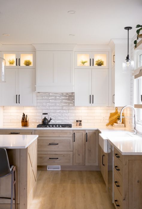 Valley – Two30Nine 6 Stool Kitchen Island, Green White Oak Kitchen, Track Home Kitchen Remodel, Double Cabinets Kitchen, Wooden Lower Cabinets White Uppers, Small U Shaped Kitchen Remodel Farmhouse, Natural Alder Wood Kitchen Cabinets, White Oak Black Kitchen, 3 Color Kitchen Cabinets