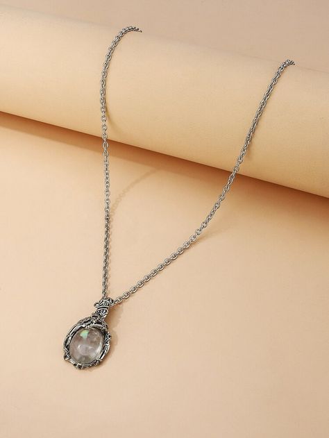 Free Returns ✓ Free Shipping On Orders $49+ ✓. Moonstone Charm Necklace- Necklaces at SHEIN. Script Dr, Fabric Pendant, Fairy Pendant, Moonstone Pendant Necklace, Embellished Fashion, Flower Charm Necklace, Fairy Necklace, Drop Pendant Necklace, Charm Necklace Silver