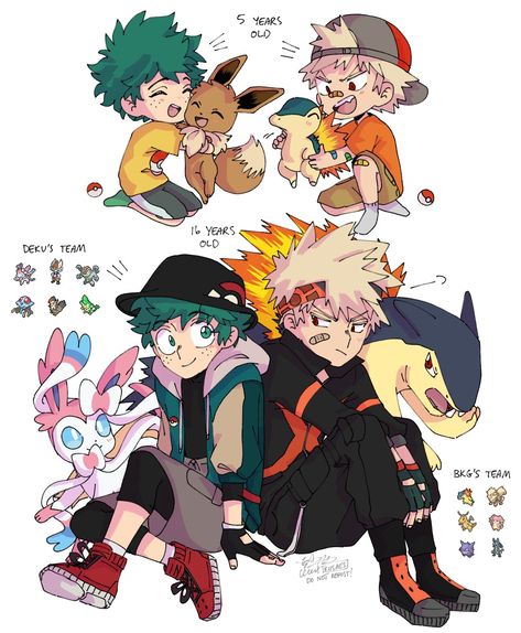 Mha Pokemon Crossover, Mha Pokemon Au, Mha X Pokemon, My Hero Academia Pokemon, Mha Pokemon, Pokemon Outfits, Pokemon Tumblr, Pokemon Crossover, Pokemon Adventures Manga