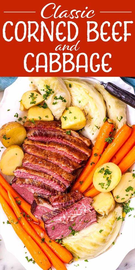 Classic Corned Beef And Cabbage Recipe, Corned Beef Recipes Slow Cooker, Corned Beef And Cabbage Recipe, Baked Corned Beef, Beef And Cabbage Recipe, Cabbage Potatoes, Boiled Dinner, Slow Cooker Corned Beef, Cooking Corned Beef