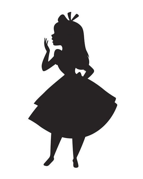 Silhouette Art Disney, Alice Silhouette, Disney Characters Silhouettes, Silhouettes Disney, Alice In Wonderland Silhouette, Disney Princess Silhouette, Disney Silhouette Art, Disney Font Free, Portrait Silhouette