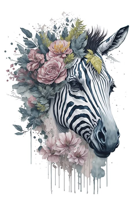 Zebra Tattoo Ideas, Zebra Tattoo, Donkey Images, Zebra Tattoos, Zebra Flowers, Zebra Drawing, Zebra Illustration, Zebra Painting, Zebra Art