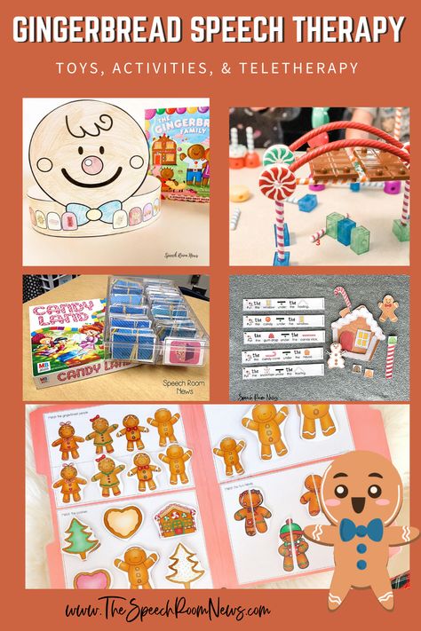 Christmas Craft Speech Therapy, Gingerbread Man Speech Therapy Activities, Christmas Articulation Activities, Holiday Speech Therapy Activities, Speech Therapy Christmas Crafts, Speech Christmas Activities, Winter Slp Activities, Christmas Speech Therapy Activities Preschool, Gingerbread Speech Therapy Activities