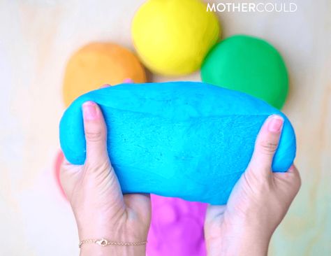 Mothercould Activities, Taste Safe Play Dough, Safe Slime Recipe, Colored Noodles, Busy Bins, Cloud Dough Recipes, Diy Playdough, Play Dough Recipe, Color Sorting Activities