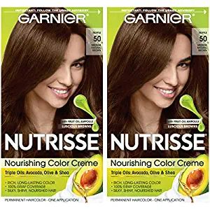 Amazon.com : Garnier Nutrisse Nourishing Permanent Hair Color Cream, 50 Medium Natural Brown (Truffle) (2 Count) Brown Hair Dye : Beauty Garnier Hair Color, Medium Golden Brown, Natural Brown Hair, Grey Hair Coverage, Coloring For Boys, Color Conditioner, Brown Hair Dye, Light Golden Brown, Hair Color Cream