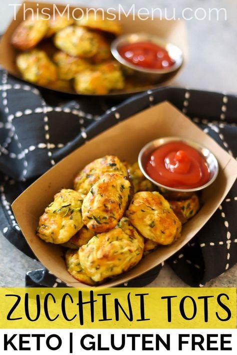 With only 5 ingredients these zucchini tots are an easy and delicious way to get picky eaters to eat their vegetables. Keto And Gluten Free, Feeding Picky Eaters, Zucchini Tots, Zucchini Recipes, Picky Eaters, Keto Recipes Easy, Keto Diet Recipes, Sans Gluten, On The Side