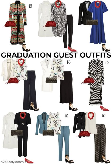 Guest At Graduation Outfit, Graduation Dress Ideas For Mom, Mom Outfits For Graduation High Schools, Graduation Guests Outfits, Mother Of Graduate Outfit Graduation Mom, Casual Banquet Outfits For Women, Graduation Outfit For Parents, Confirmation Outfits For Women Guest, College Graduation Outfit Ideas For Moms