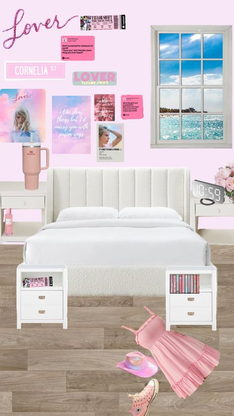 LOVER THEMED ROOM!!! Whats your favorite song from lover? Or whats your favorite album/what album should i do next??? Beach Room Decor, Bedroom Makeup Vanity, Beach Room, Preppy Room Decor, Preppy Room, Room Update, Themed Room, Big Girl Rooms, Favorite Song