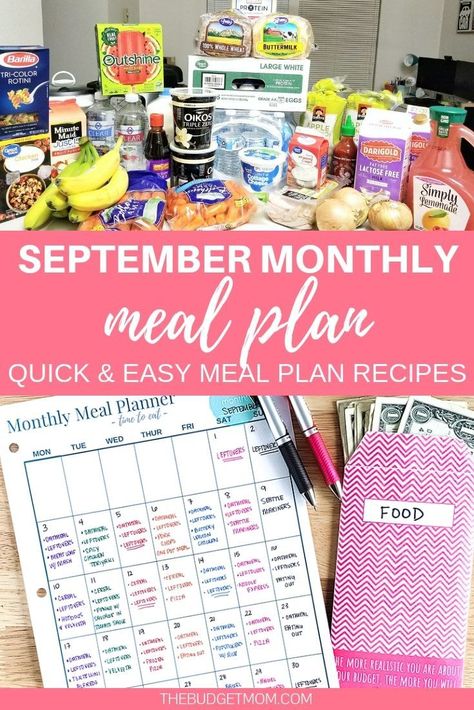 Are you looking for quick and easy meal planning recipes? Here is every recipe that I used for my meal plan in September! You can make most of them in thirty minutes or less! For September, I was able to stick to my meal plan and stay under my $400 monthly budget! MEAL PLAN | INSTANT POT | MONTHLY MENU PLAN #recipes #mealplan #instantpotrecipes #easyrecipes #freezercooking via @thebudgetmom September Meal Plan, Meal Planning Recipes, Monthly Meal Plan, Easy Meal Planning, Budget Monthly, Budget List, Monthly Menu, Budget Mom, Monthly Meal Planner