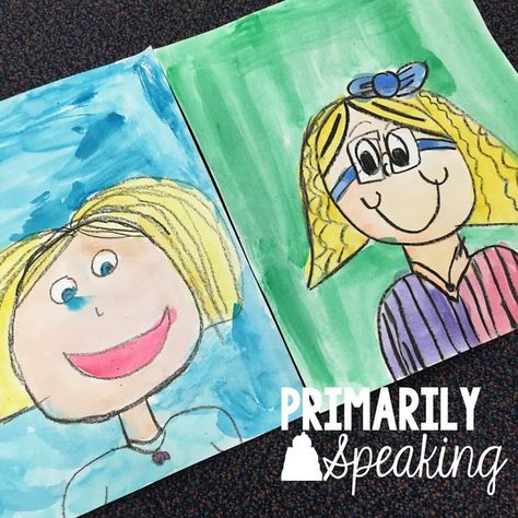 Kindergarten Self Portraits, Directed Drawing Kindergarten, Portraits For Kids, Self Portrait Drawing, Self Portrait Art, Interactive Writing, All About Me Preschool, Back To School Art, End Of Year Activities