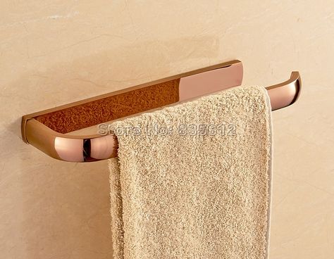 Bathroom Accessory Rose Golden Brass Wall Mounted Single Towel Bar Rail Towel Holders Wba198 Bar Rack, Wall Mounted Hooks, Bathroom Hardware Set, Bath Accessories Set, Towel Rack Bathroom, Copper Wall, Towel Ring, Gold Copper, Bathroom Hardware